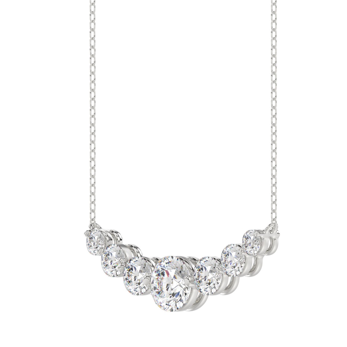 14K WHITE GOLD 1 3/4CT ROUND DIAMOND LADIES NECKLACE