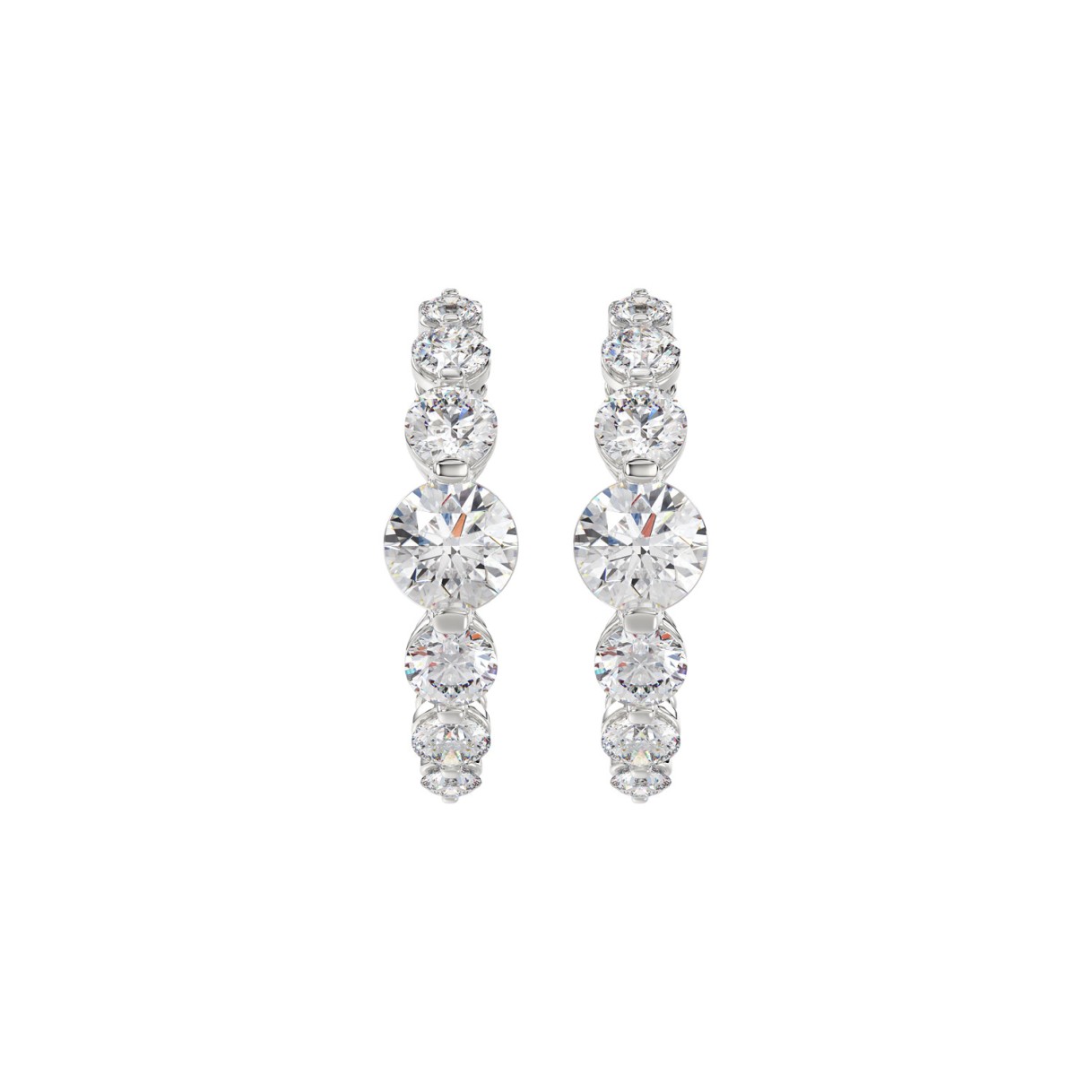 14K WHITE GOLD 3 1/2CT ROUND DIAMOND LADIES HOOPS ...