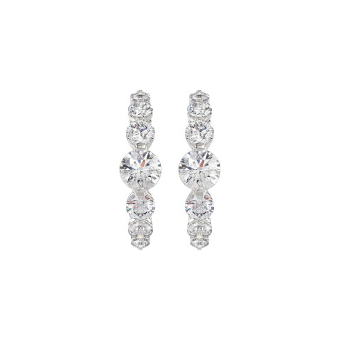 14K WHITE GOLD 3 1/2CT ROUND DIAMOND LADIES HOOPS EARRINGS