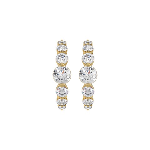 14K YELLOW GOLD 3 1/2CT ROUND DIAMOND LADIES HOOP EARRINGS 
