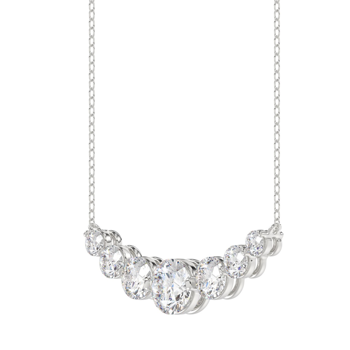 14K WHITE GOLD 2.00CT ROUND DIAMOND LADIES NECKLACE