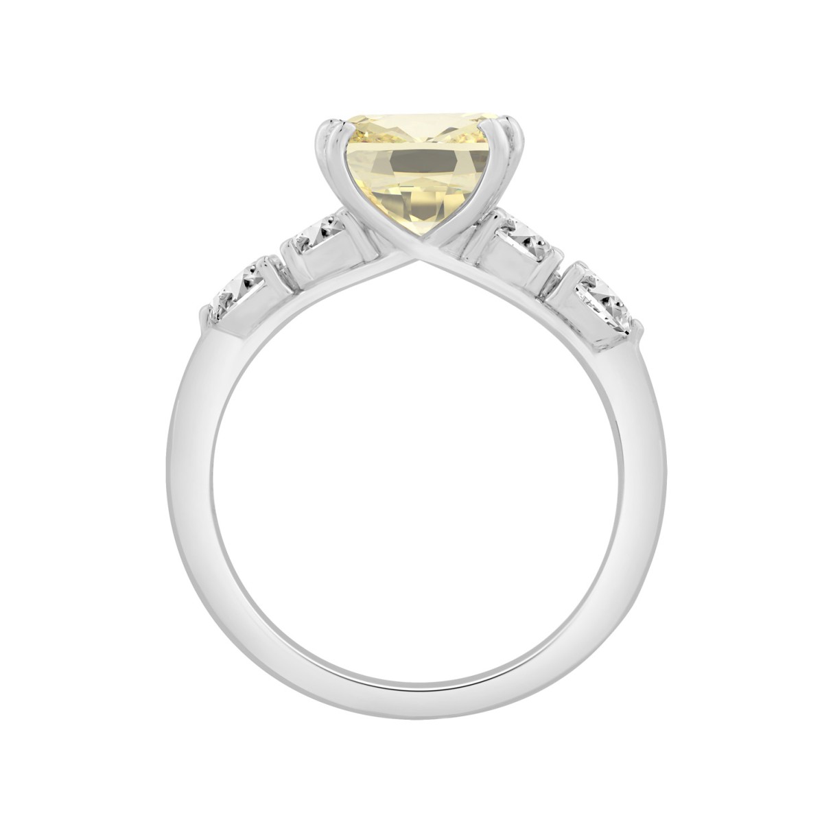 14K WHITE GOLD 3 1/2CT OVAL/YELLOW CUSHION/PEAR DIAMOND LADIES RING (CENTER STONE YELLOW CUSHION DIAMOND 3.00CT)