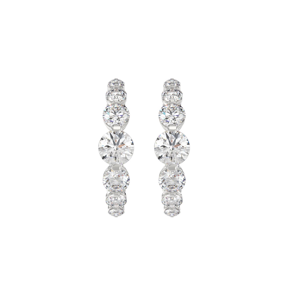 14K WHITE GOLD 4.00CT ROUND DIAMOND LADIES HOOPS E...