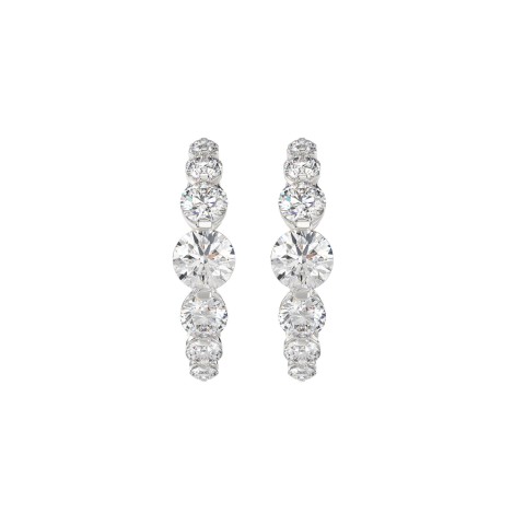 14K WHITE GOLD 4.00CT ROUND DIAMOND LADIES HOOPS EARRINGS