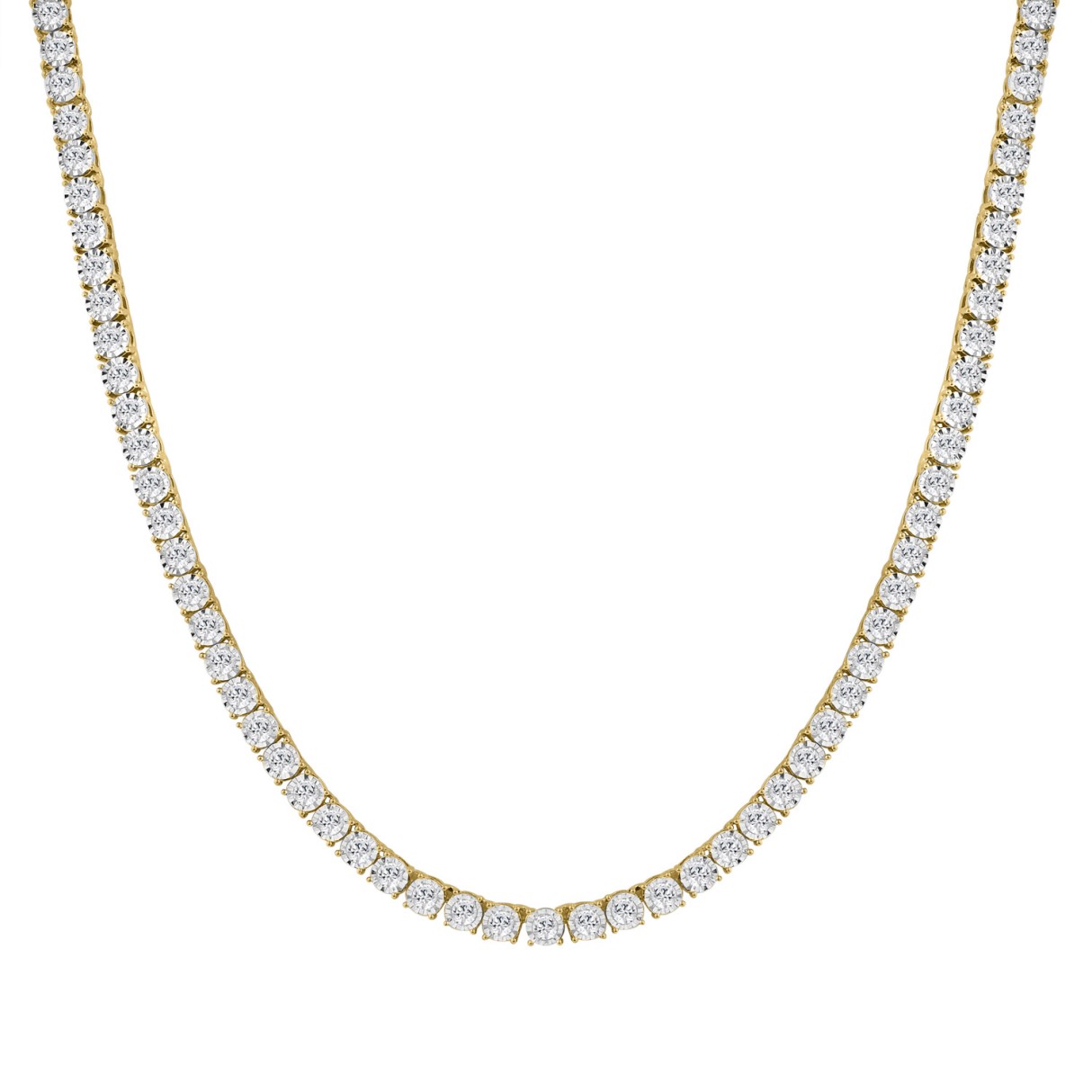 14K YELLOW GOLD 12.00CT ROUND DIAMOND MEN'S NECKLACE