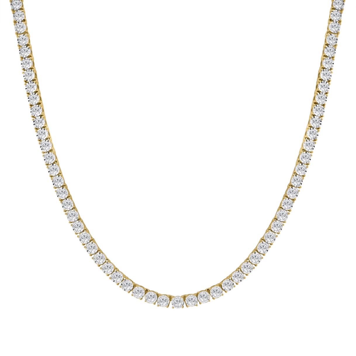 14K YELLOW GOLD 12.00CT ROUND DIAMOND MEN'S NECKLACE