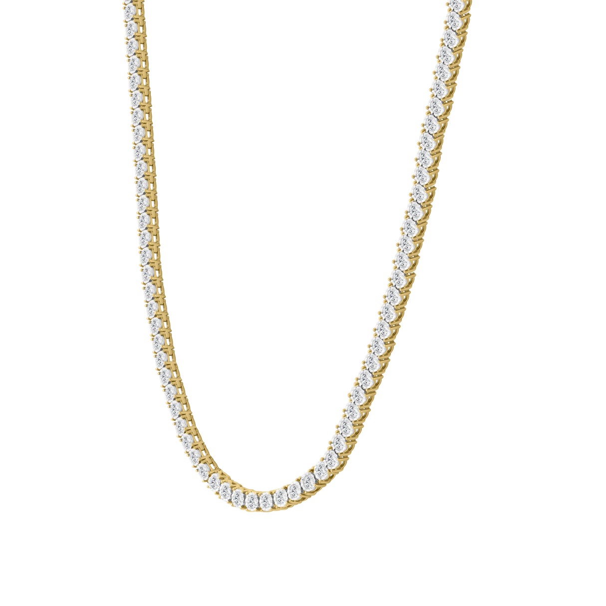14K YELLOW GOLD 12.00CT ROUND DIAMOND MEN'S NECKLACE