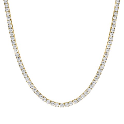 14K YELLOW GOLD 12.00CT ROUND DIAMOND MEN'S NECKLACE