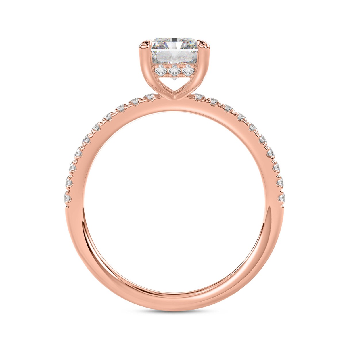 14K ROSE GOLD 1 3/4CT ROUND/RADIANT DIAMOND LADIES RING (CENTER STONE RADIANT DIAMOND 1 1/2CT)
