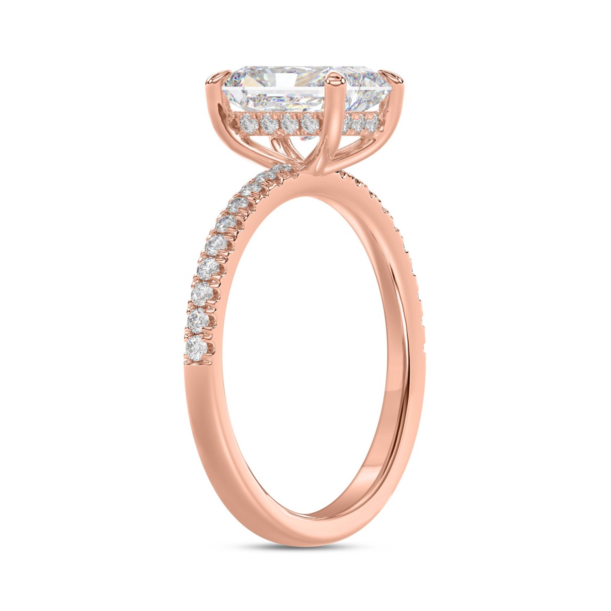 14K ROSE GOLD 1 3/4CT ROUND/RADIANT DIAMOND LADIES RING (CENTER STONE RADIANT DIAMOND 1 1/2CT)