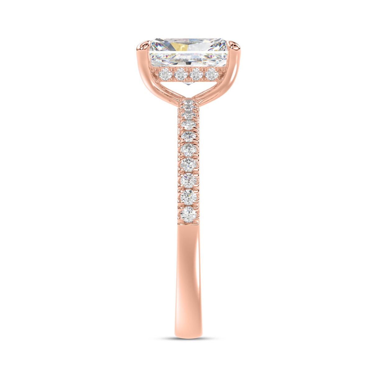14K ROSE GOLD 1 3/4CT ROUND/RADIANT DIAMOND LADIES RING (CENTER STONE RADIANT DIAMOND 1 1/2CT)