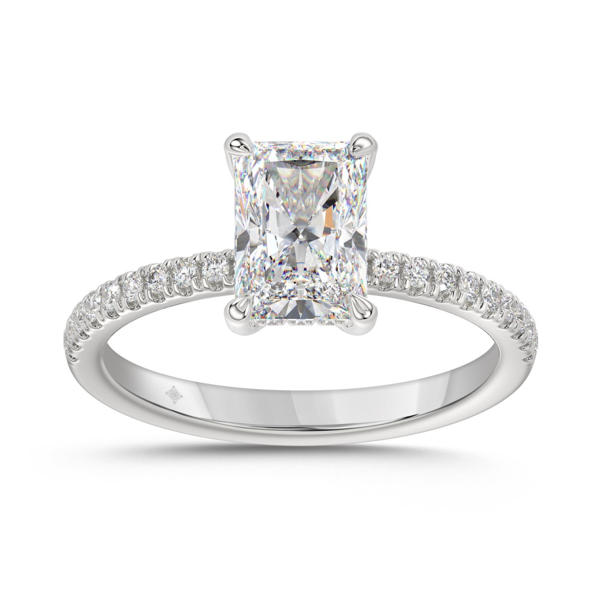 14K WHITE GOLD 1 3/4CT ROUND/RADIANT DIAMOND LADIE...