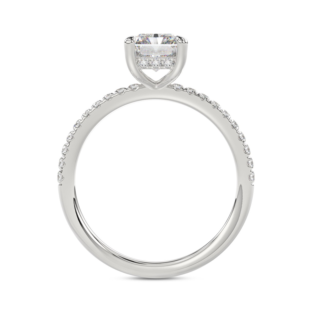 14K WHITE GOLD 1 3/4CT ROUND/RADIANT DIAMOND LADIES RING (CENTER STONE RADIANT DIAMOND 1 1/2CT)
