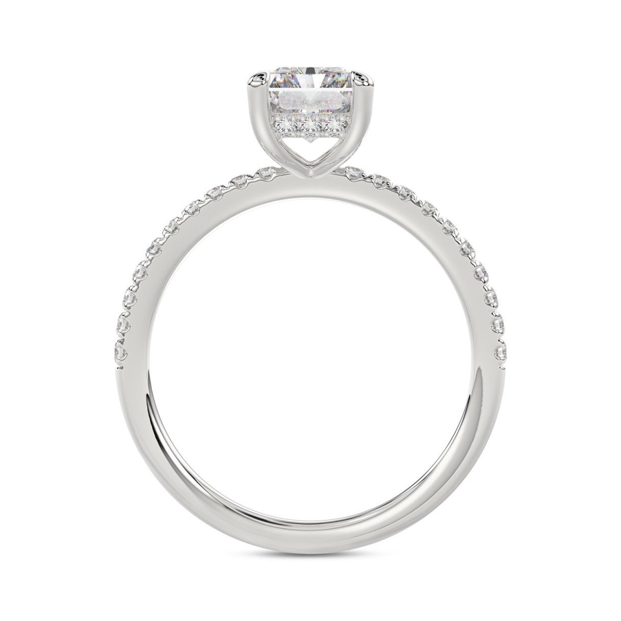 14K WHITE GOLD 1 3/4CT ROUND/RADIANT DIAMOND LADIES RING (CENTER STONE RADIANT DIAMOND 1 1/2CT)