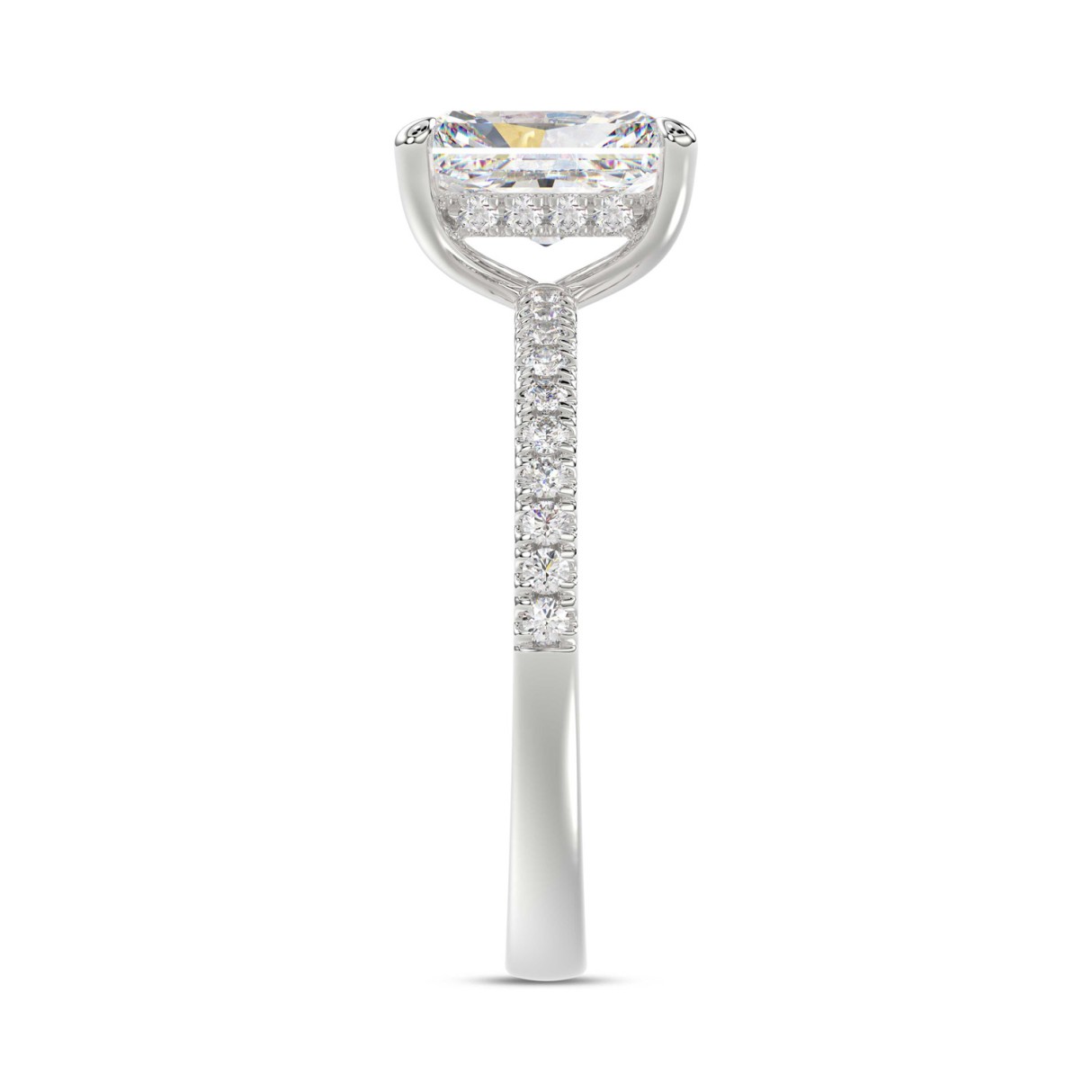 14K WHITE GOLD 1 3/4CT ROUND/RADIANT DIAMOND LADIES RING (CENTER STONE RADIANT DIAMOND 1 1/2CT)