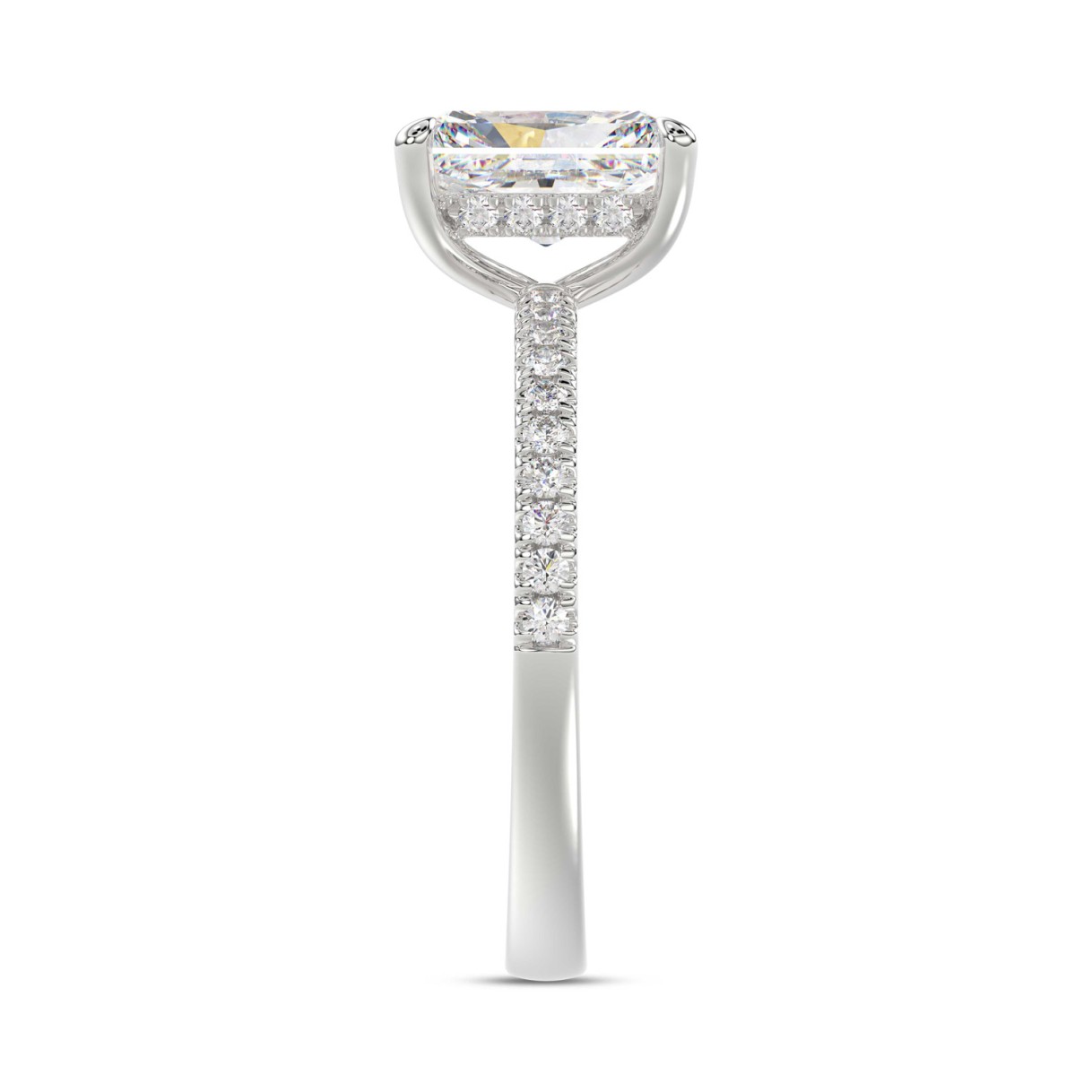 14K WHITE GOLD 1 3/4CT ROUND/RADIANT DIAMOND LADIES RING (CENTER STONE RADIANT DIAMOND 1 1/2CT)
