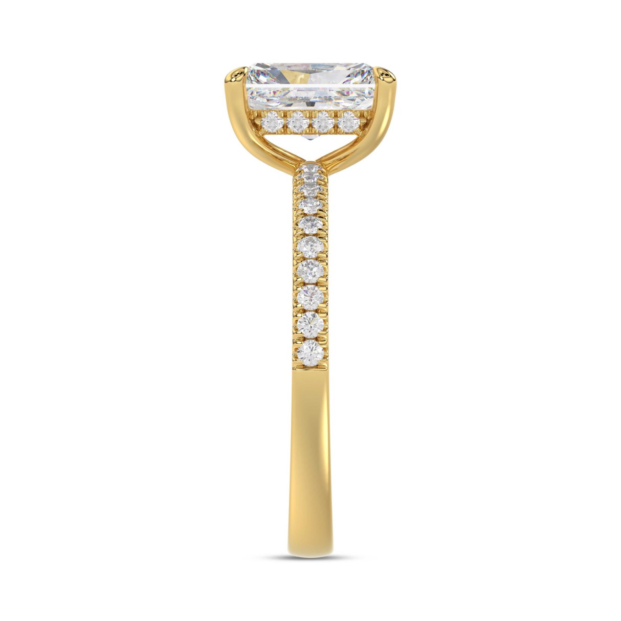 14K YELLOW GOLD 1 3/4CT ROUND/RADIANT DIAMOND LADIES RING (CENTER STONE RADIANT DIAMOND 1 1/2CT)
