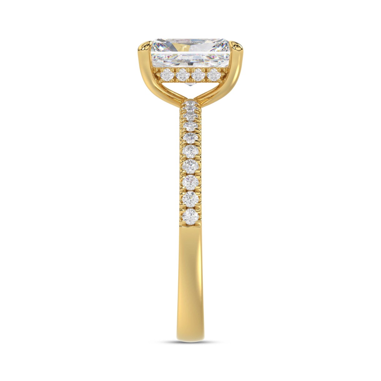 14K YELLOW GOLD 1 3/4CT ROUND/RADIANT DIAMOND LADIES RING (CENTER STONE RADIANT DIAMOND 1 1/2CT)
