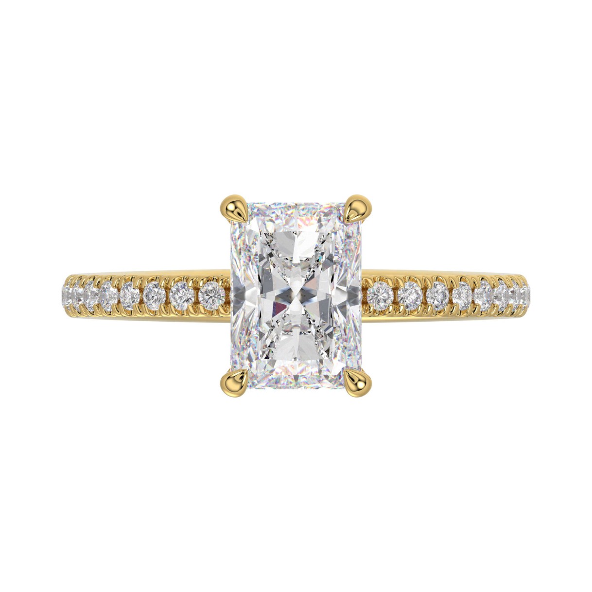 14K YELLOW GOLD 1 3/4CT ROUND/RADIANT DIAMOND LADIES RING (CENTER STONE RADIANT DIAMOND 1 1/2CT)