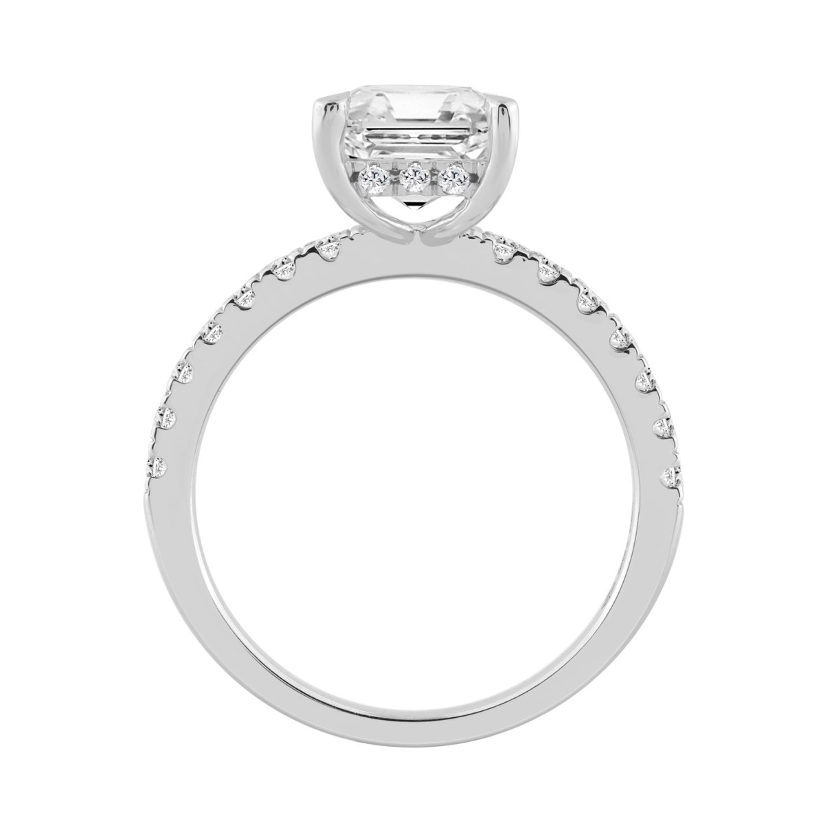 14K WHITE GOLD 3 1/2CT ROUND/RADIANT DIAMOND LADIES RING (CENTER STONE RADIANT DIAMOND 3CT)