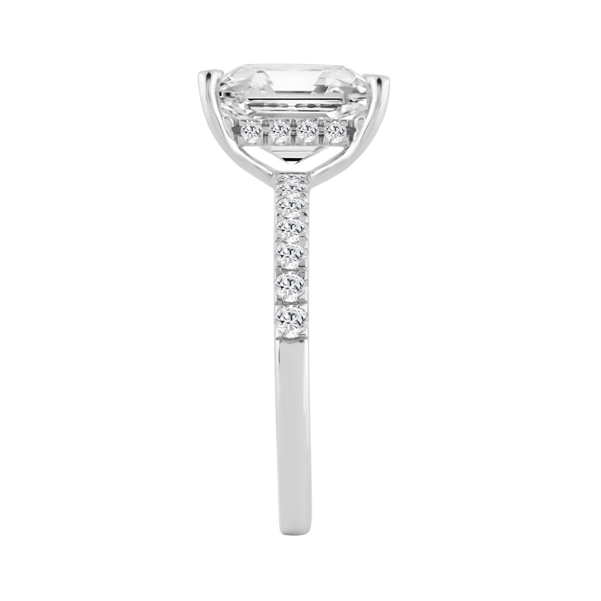 14K WHITE GOLD 3 1/2CT ROUND/RADIANT DIAMOND LADIES RING (CENTER STONE RADIANT DIAMOND 3CT)