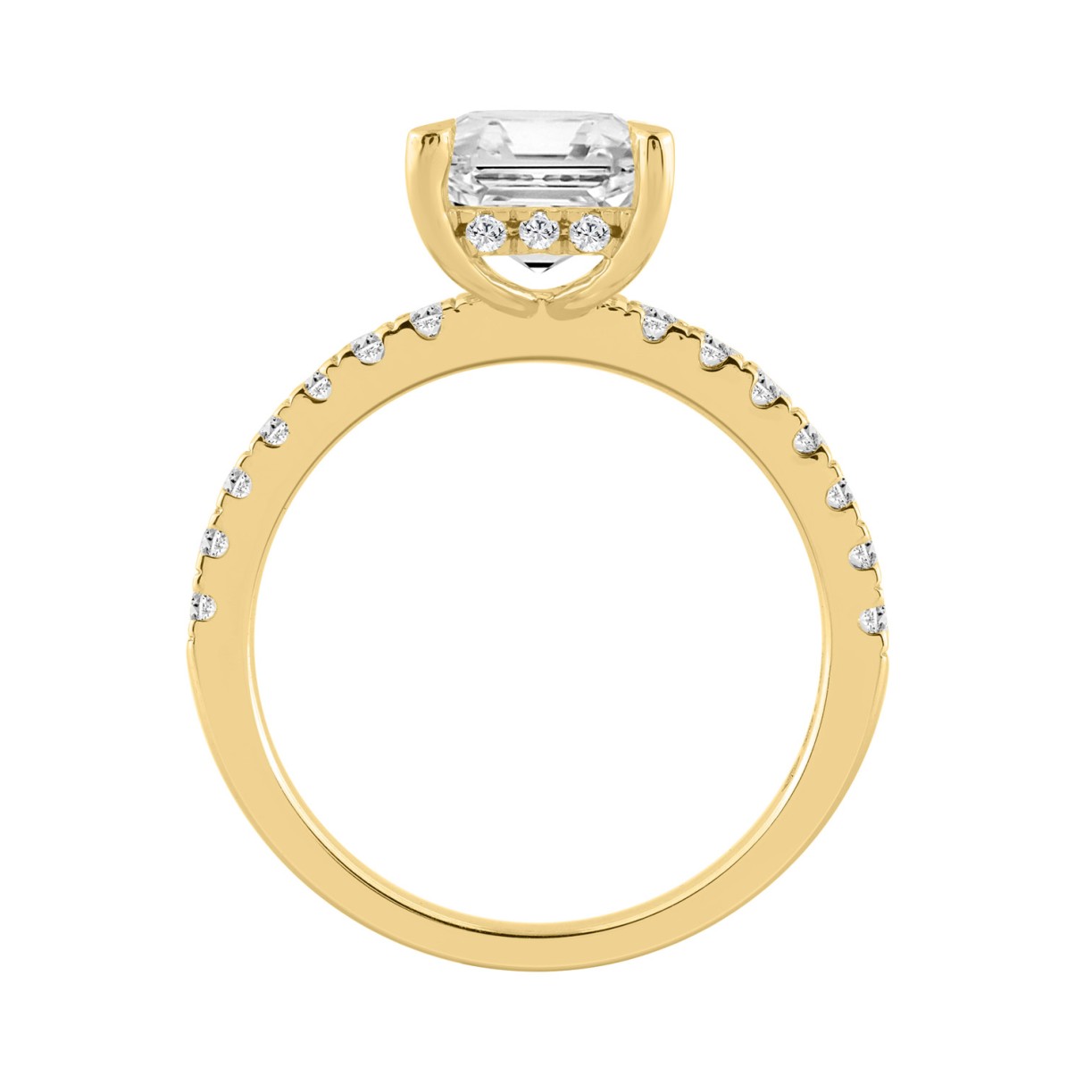 14K YELLOW GOLD 3 1/2CT ROUND/RADIANT DIAMOND LADIES RING (CENTER STONE RADIANT DIAMOND 3CT)