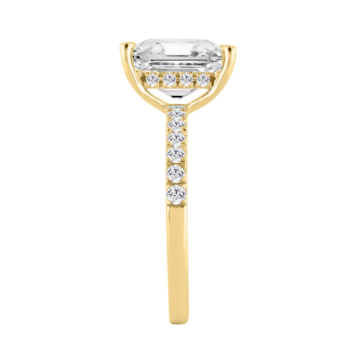 14K YELLOW GOLD 3 1/2CT ROUND/RADIANT DIAMOND LADIES RING (CENTER STONE RADIANT DIAMOND 3CT)