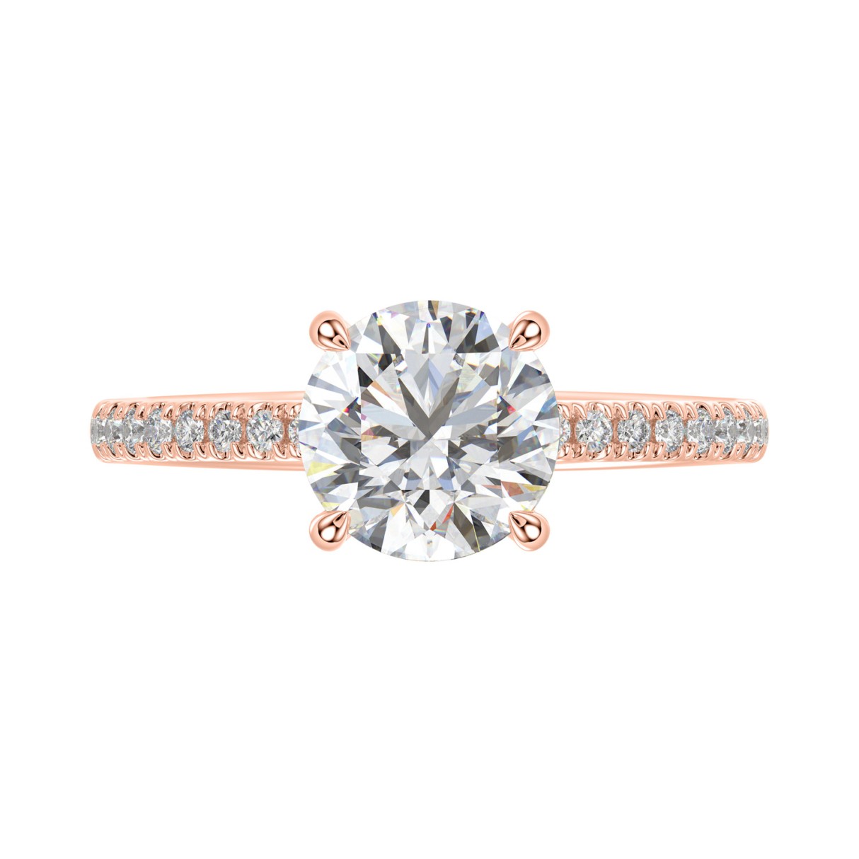14K ROSE GOLD 1 3/4CT ROUND DIAMOND LADIES RING (CENTER STONE ROUND DIAMOND 1 1/2CT)