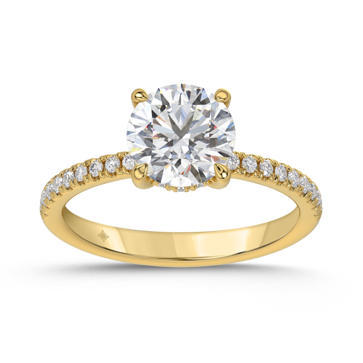 14K YELLOW GOLD 1 3/4CT ROUND DIAMOND LADIES RING ...