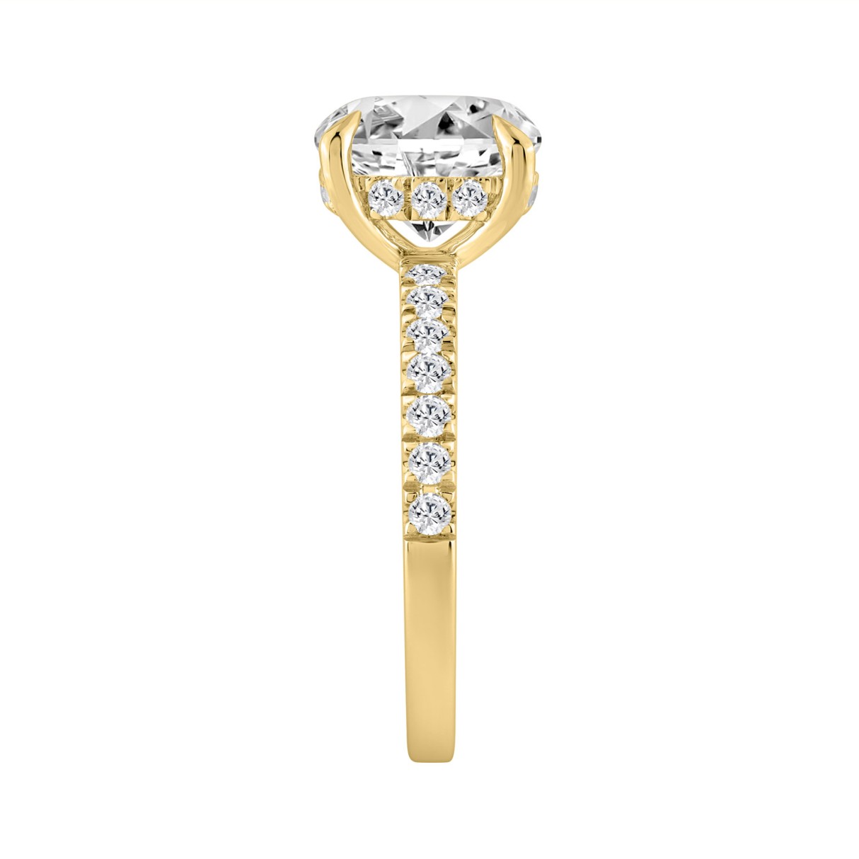 14K YELLOW GOLD 3 1/2CT ROUND DIAMOND LADIES RING (CENTER STONE ROUND DIAMOND 3CT)