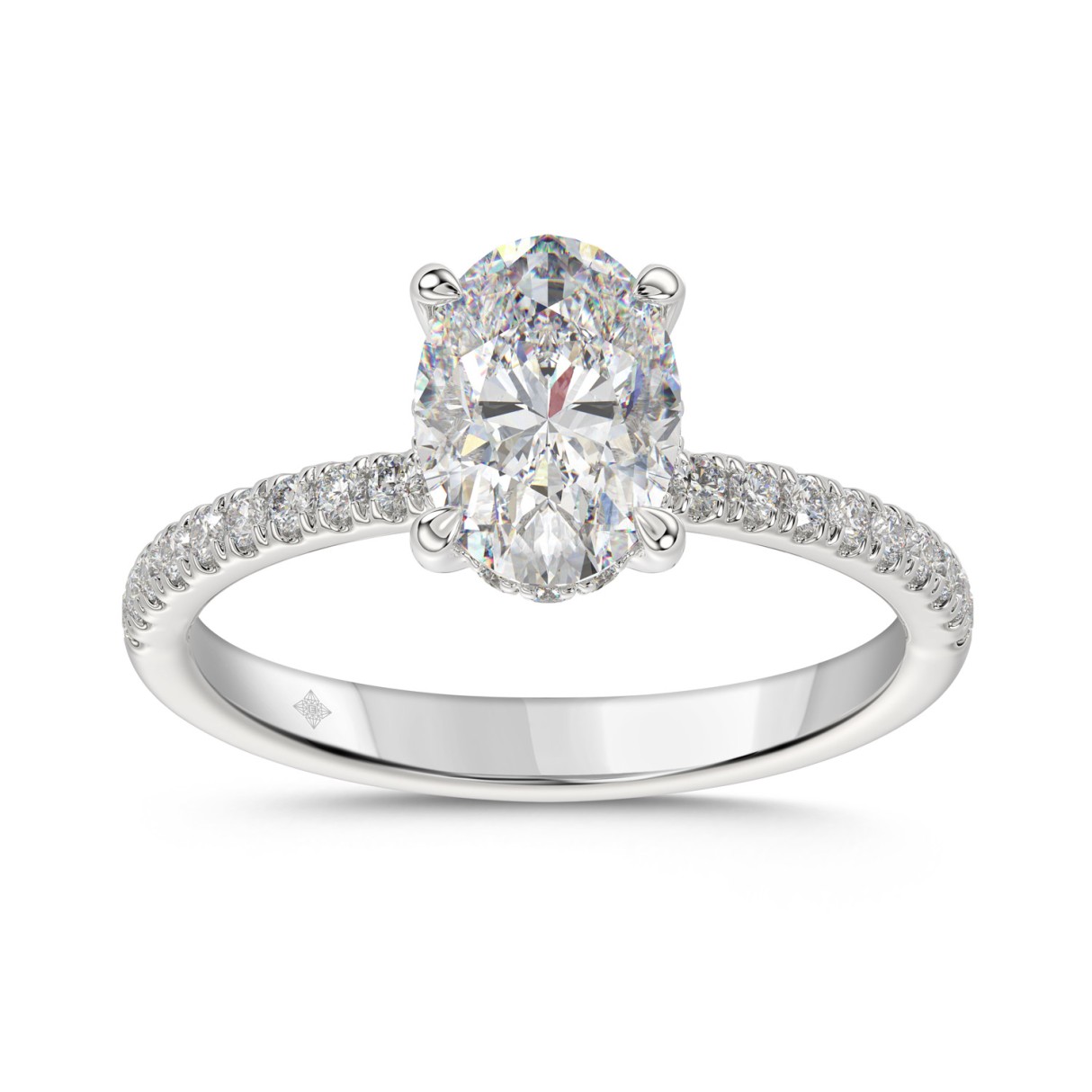14K WHITE GOLD 1 3/4CT ROUND/OVAL DIAMOND LADIES R...