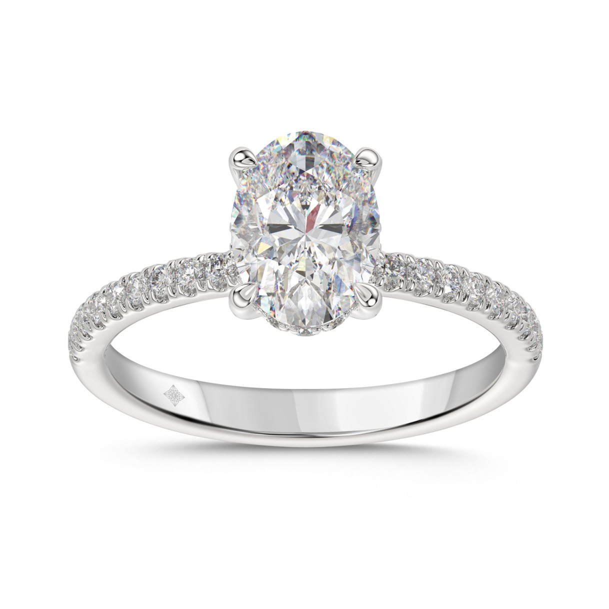 14K WHITE GOLD 1 3/4CT ROUND/OVAL DIAMOND LADIES R...