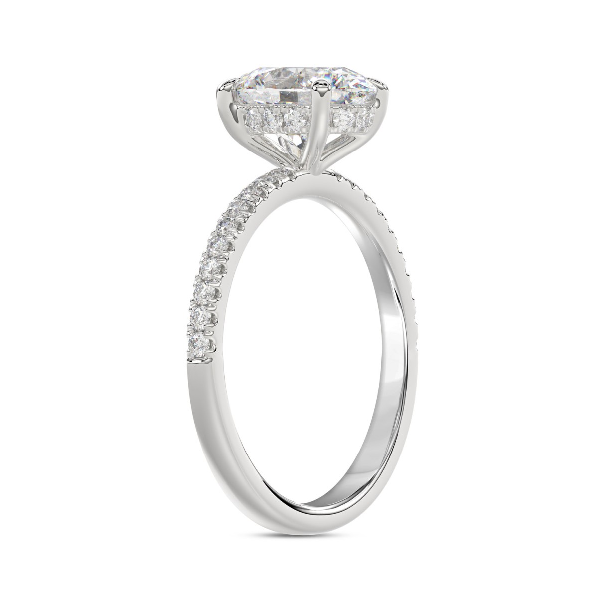 14K WHITE GOLD 1 3/4CT ROUND/OVAL DIAMOND LADIES RING (CENTER STONE OVAL DIAMOND 1 1/2CT)