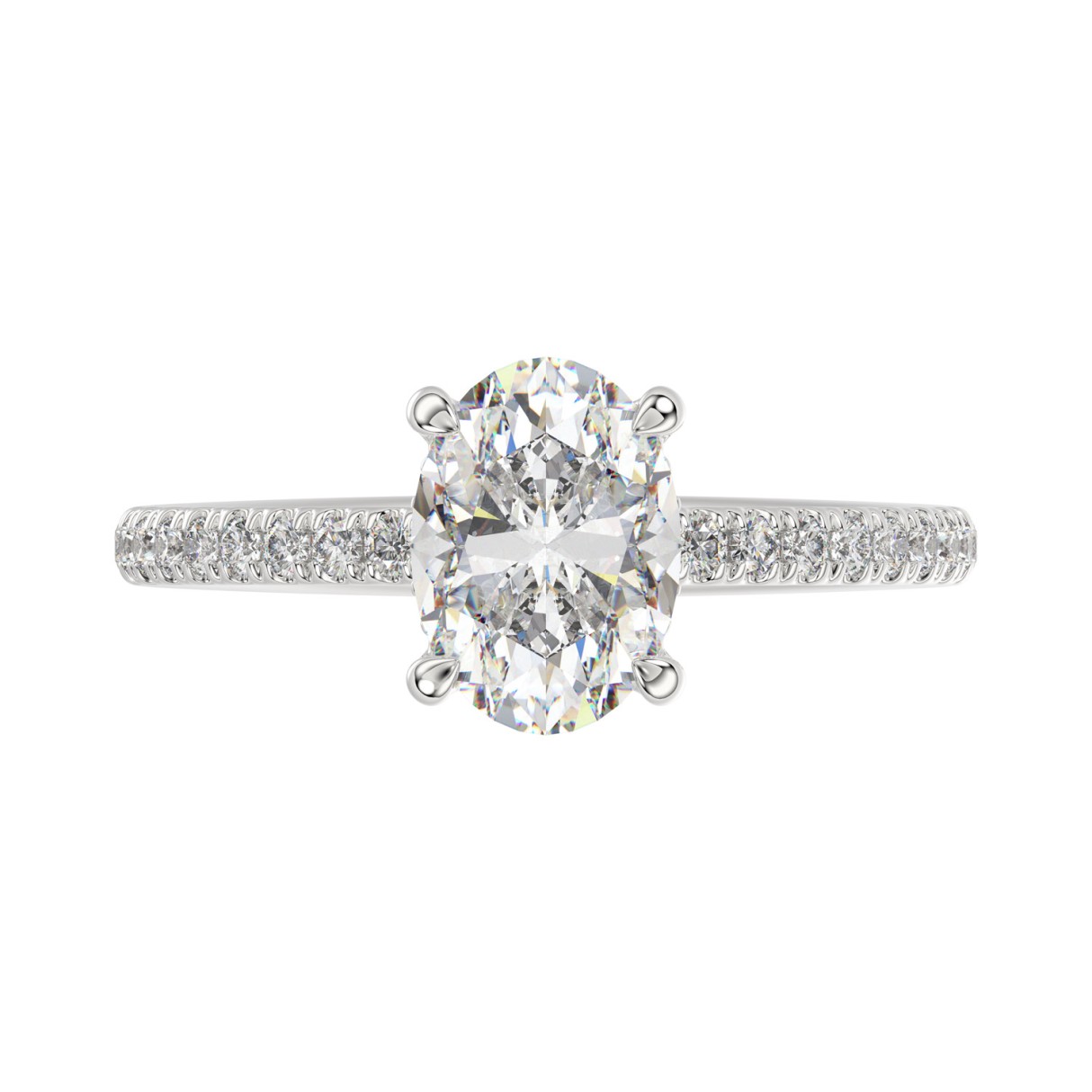 14K WHITE GOLD 1 3/4CT ROUND/OVAL DIAMOND LADIES RING (CENTER STONE OVAL DIAMOND 1 1/2CT)