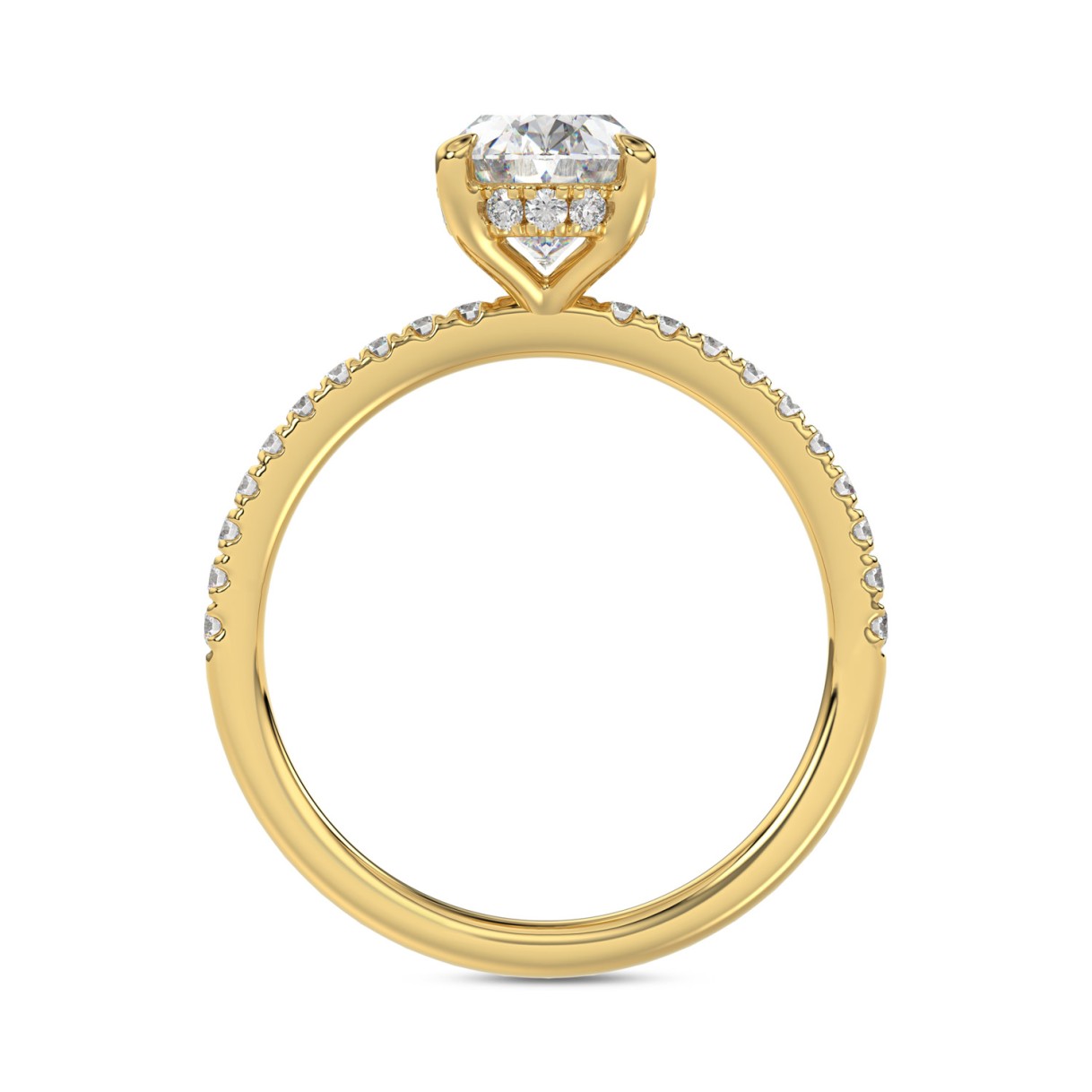 14K YELLOW GOLD 1 3/4CT ROUND/OVAL DIAMOND LADIES RING (CENTER STONE OVAL DIAMOND 1 1/2CT)