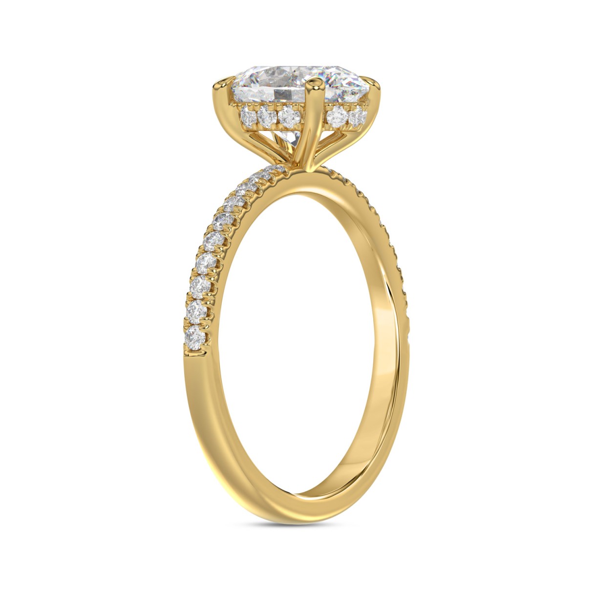 14K YELLOW GOLD 1 3/4CT ROUND/OVAL DIAMOND LADIES RING (CENTER STONE OVAL DIAMOND 1 1/2CT)