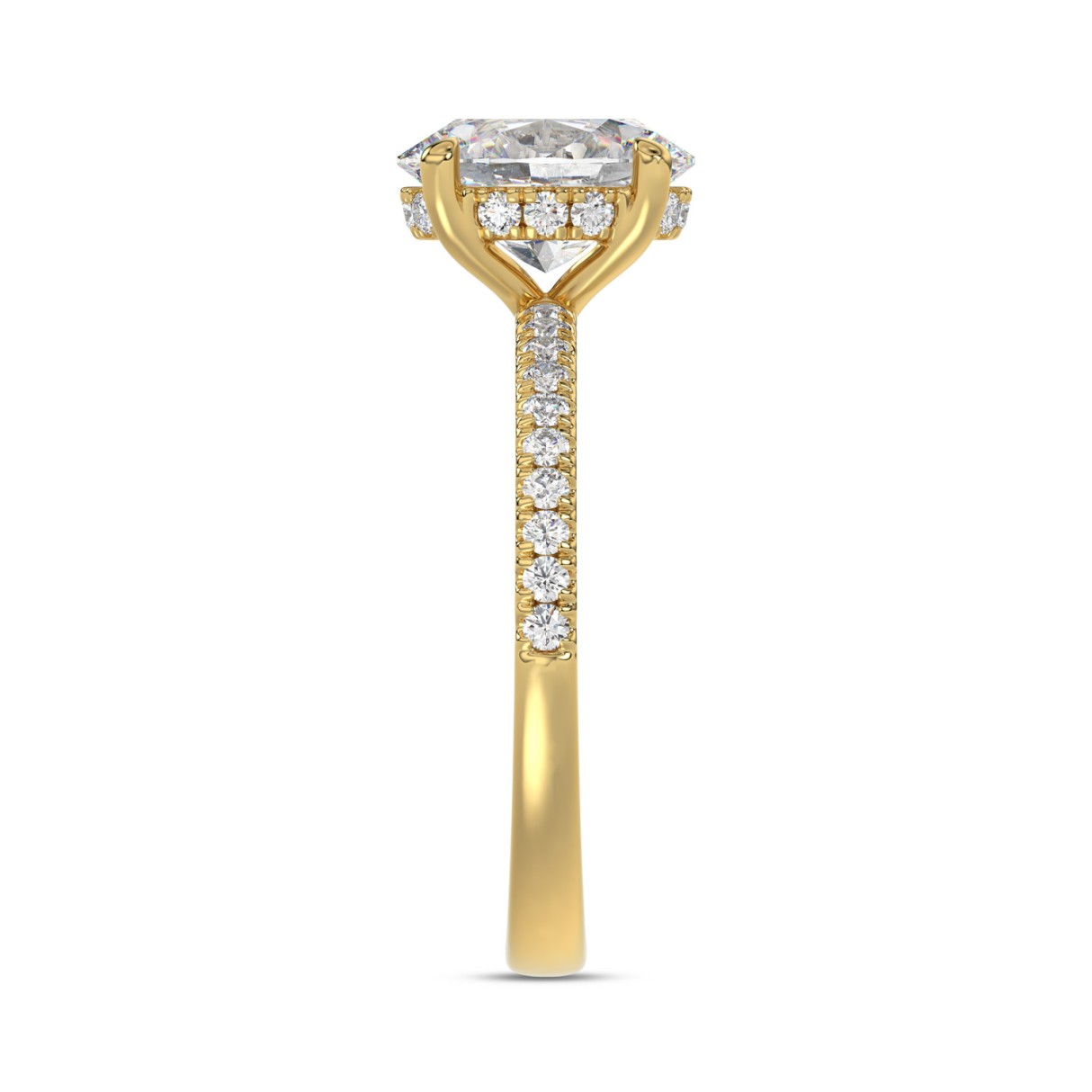 14K YELLOW GOLD 1 3/4CT ROUND/OVAL DIAMOND LADIES RING (CENTER STONE OVAL DIAMOND 1 1/2CT)