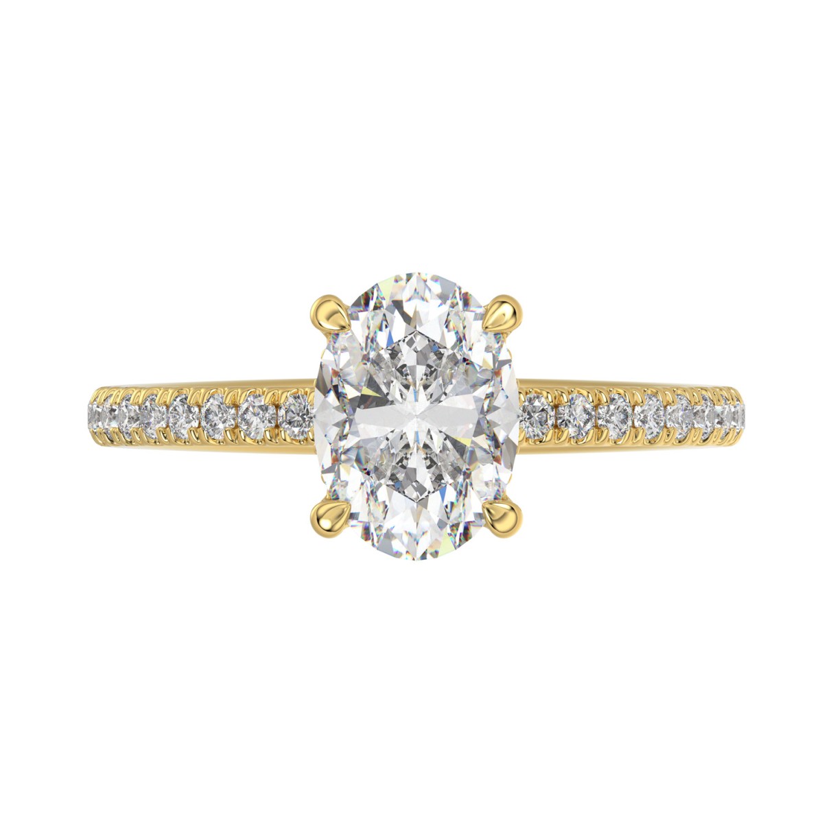 14K YELLOW GOLD 1 3/4CT ROUND/OVAL DIAMOND LADIES RING (CENTER STONE OVAL DIAMOND 1 1/2CT)