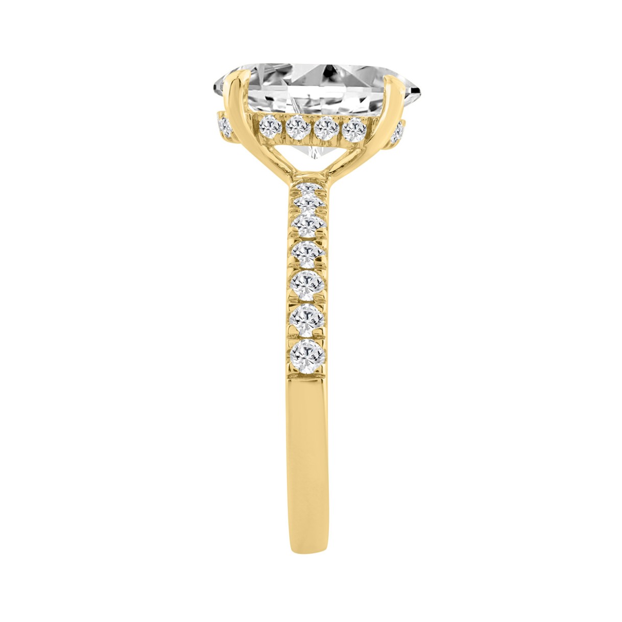 14K YELLOW GOLD 3 1/2CT ROUND/OVAL DIAMOND LADIES RING (CENTER STONE OVAL DIAMOND 3CT)