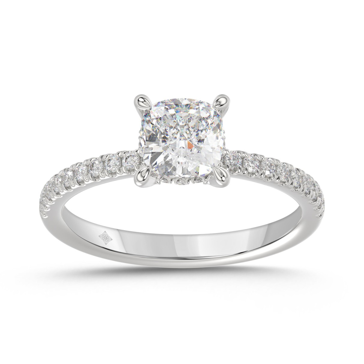 14K WHITE GOLD 1 3/4CT ROUND/CUSHION DIAMOND LADIE...