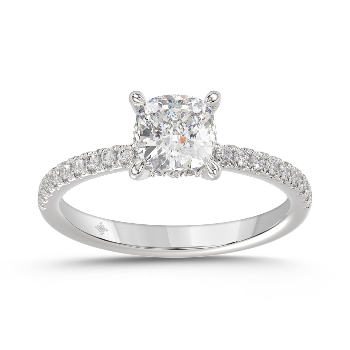 14K WHITE GOLD 1 3/4CT ROUND/CUSHION DIAMOND LADIE...