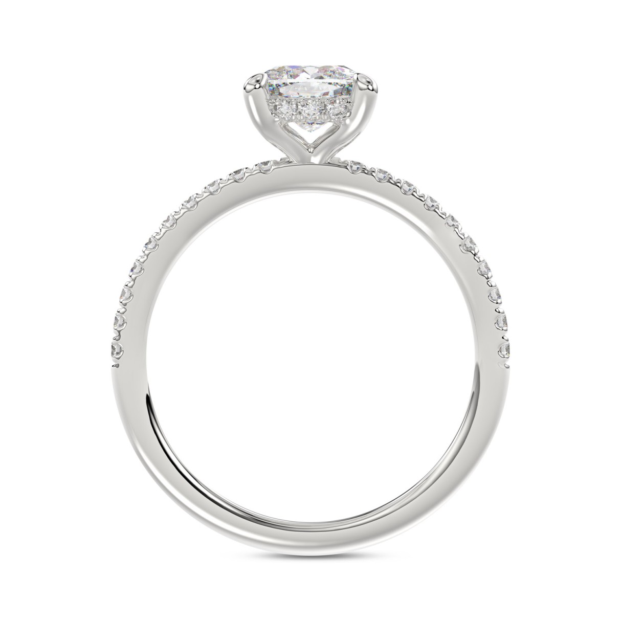 14K WHITE GOLD 1 3/4CT ROUND/CUSHION DIAMOND LADIES RING (CENTER STONE CUSHION DIAMOND 1 1/2CT)