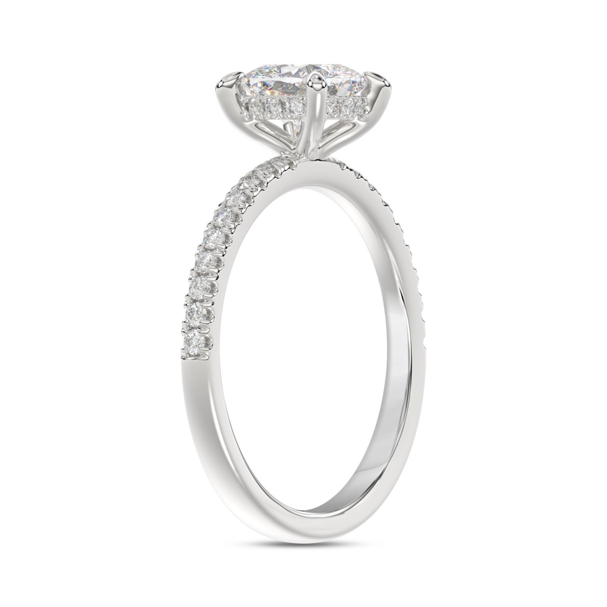 14K WHITE GOLD 1 3/4CT ROUND/CUSHION DIAMOND LADIES RING (CENTER STONE CUSHION DIAMOND 1 1/2CT)