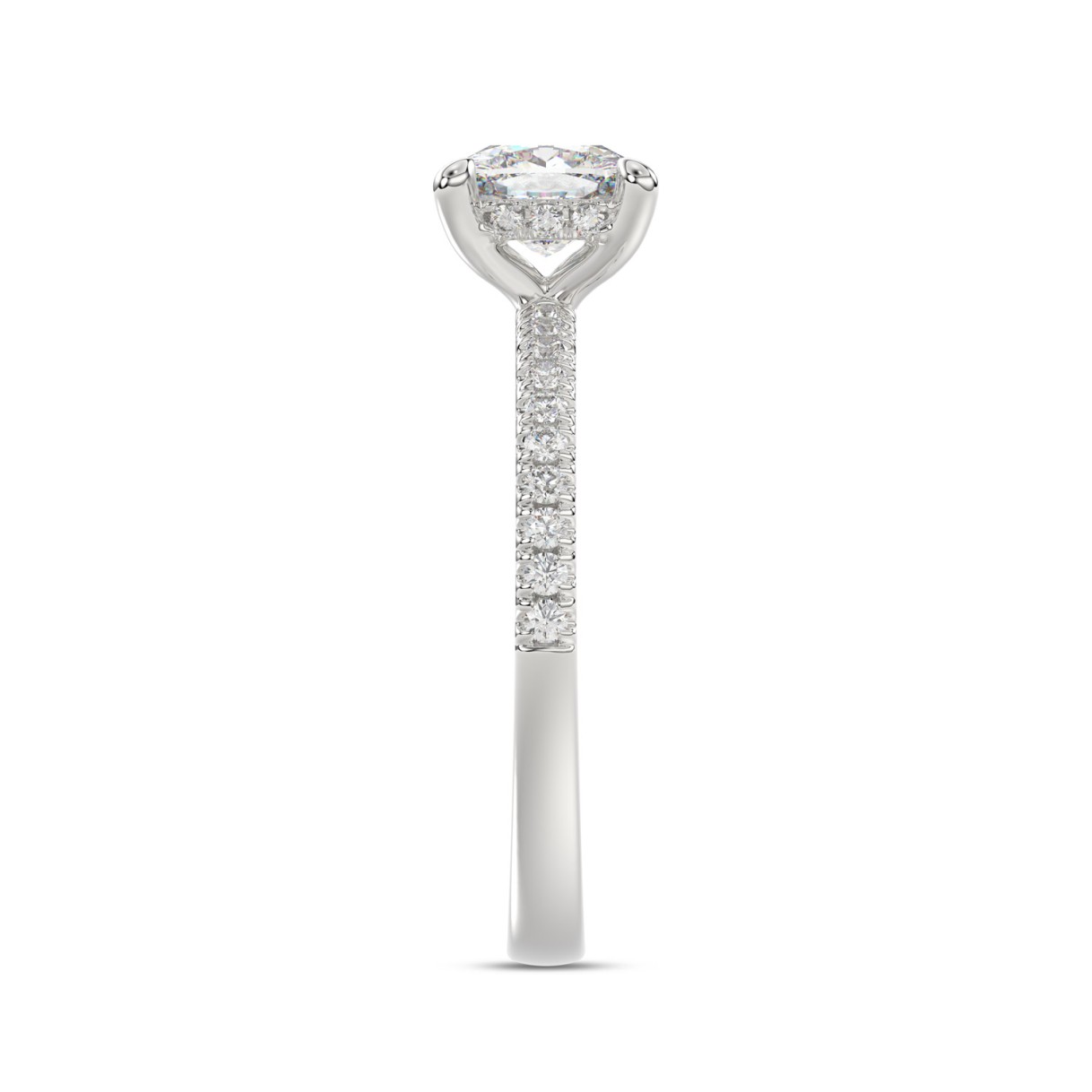 14K WHITE GOLD 1 3/4CT ROUND/CUSHION DIAMOND LADIES RING (CENTER STONE CUSHION DIAMOND 1 1/2CT)