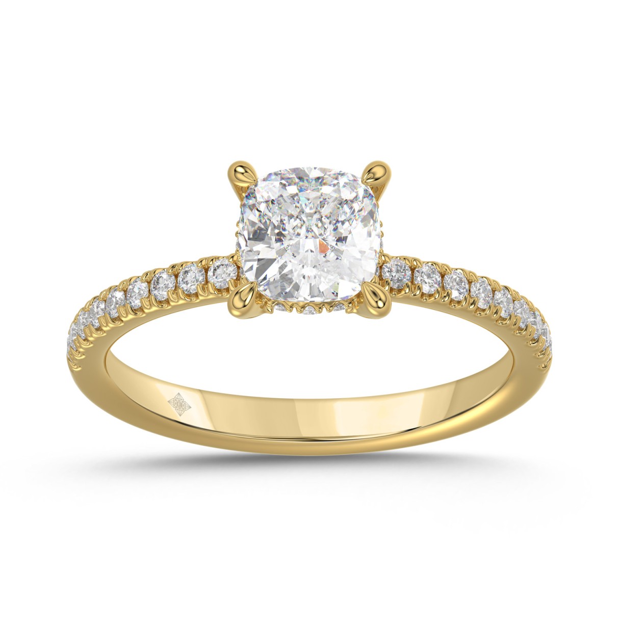 14K YELLOW GOLD 1 3/4CT ROUND/CUSHION DIAMOND LADI...