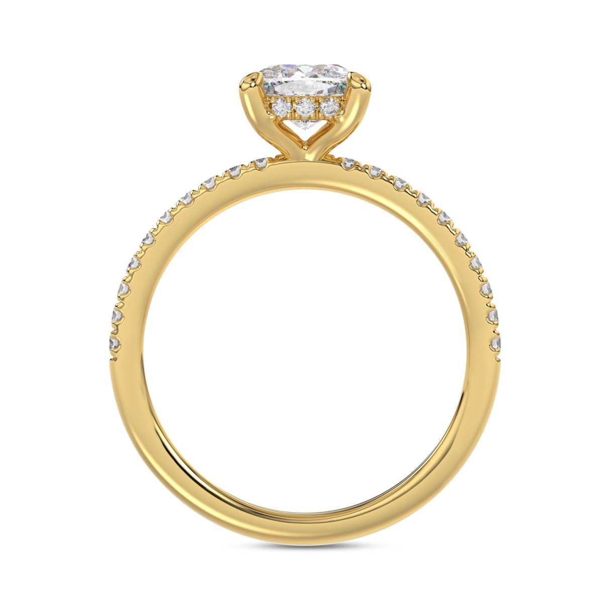 14K YELLOW GOLD 1 3/4CT ROUND/CUSHION DIAMOND LADIES RING (CENTER STONE CUSHION DIAMOND 1 1/2CT)