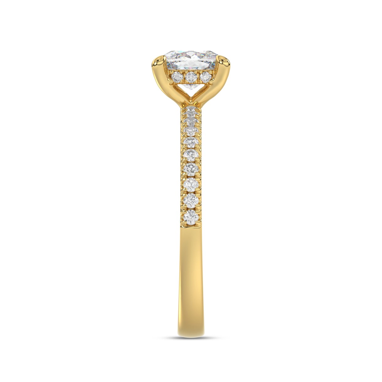 14K YELLOW GOLD 1 3/4CT ROUND/CUSHION DIAMOND LADIES RING (CENTER STONE CUSHION DIAMOND 1 1/2CT)