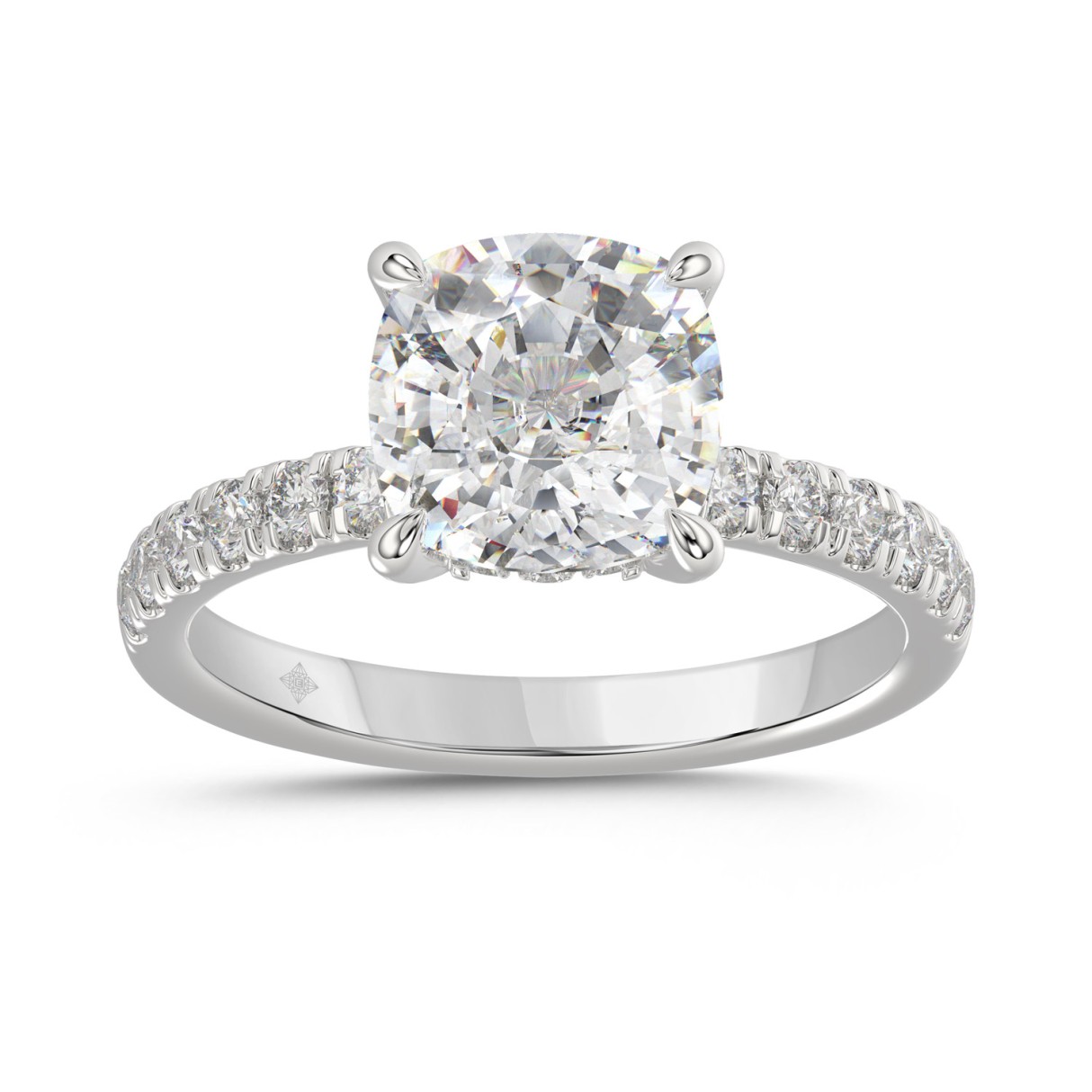 14K WHITE GOLD 3 1/2CT ROUND/CUSHION DIAMOND LADIE...