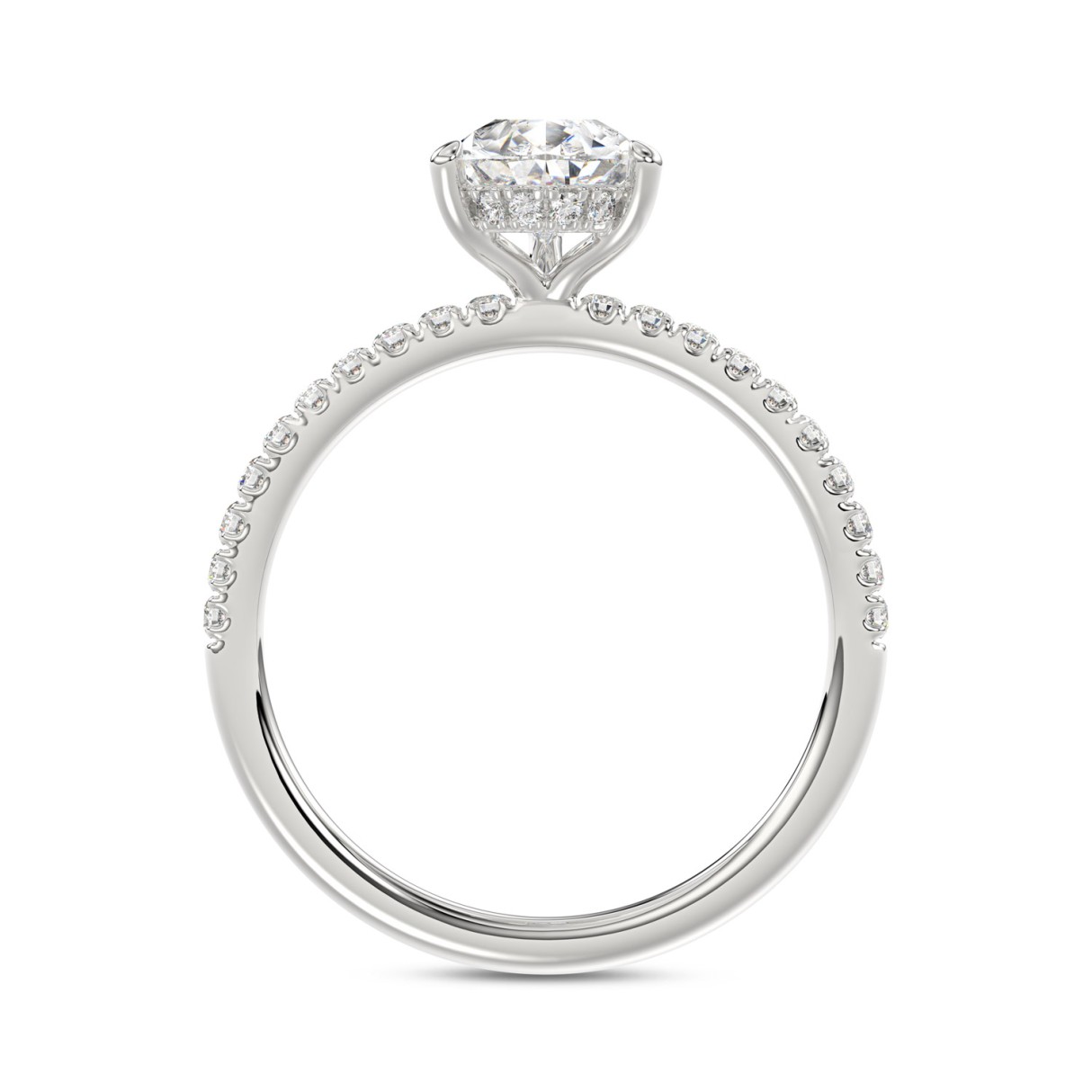 14K WHITE GOLD 1 3/4CT ROUND/PEAR DIAMOND LADIES RING (CENTER STONE PEAR DIAMOND 1 1/2CT)