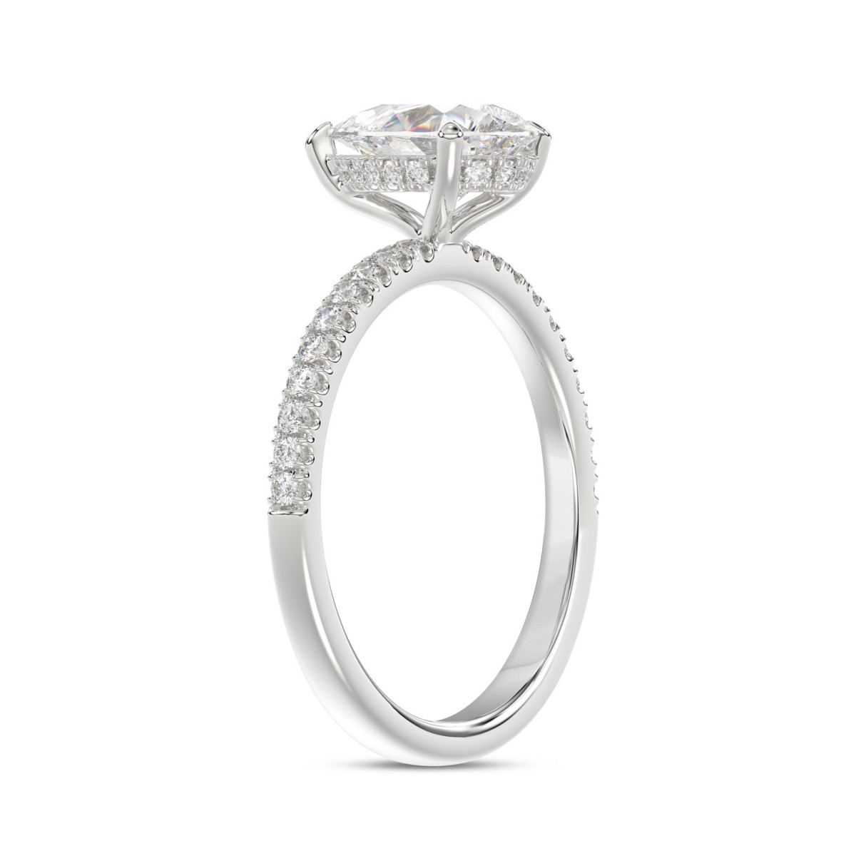 14K WHITE GOLD 1 3/4CT ROUND/PEAR DIAMOND LADIES RING (CENTER STONE PEAR DIAMOND 1 1/2CT)